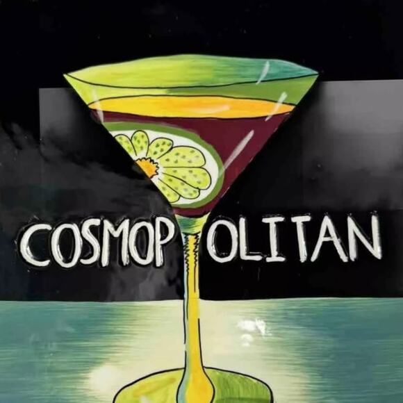 Mary Naylor Martini & Cosmopolitan Hand Painted Square Plate Set - Picture 7 of 9